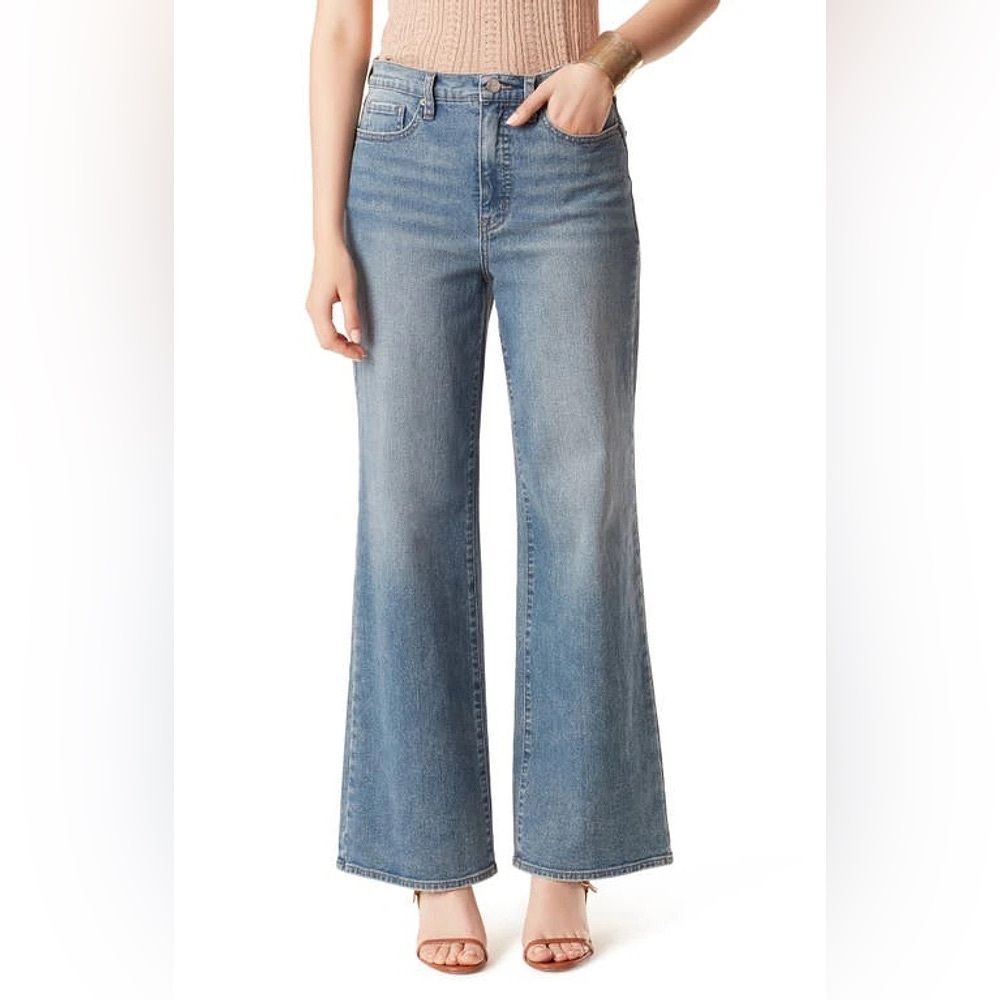 Sam Edelman Light Blue High-Rise Wide-Leg Jeans